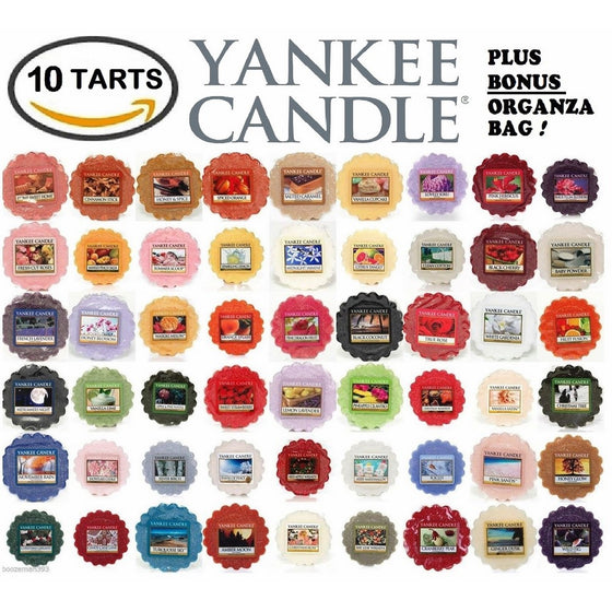 Yankee Candle Wax Tarts - Grab Bag of 10 Assorted Yankee Candle Wax Melts - Random Mixed Scents with BONUS yellow organza bag