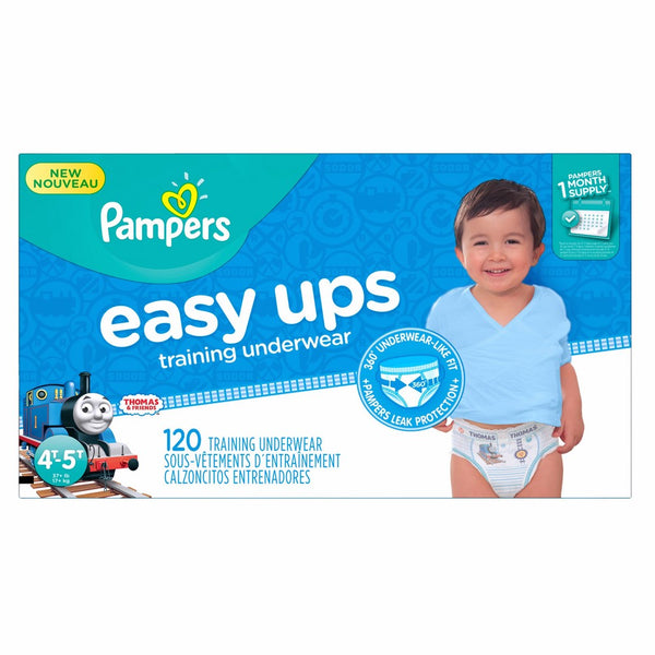 Pampers Easy Ups Training Pants Pull On Disposable Diapers for Boys Size 6 (4T-5T), 120 Count, ONE MONTH SUPPLY