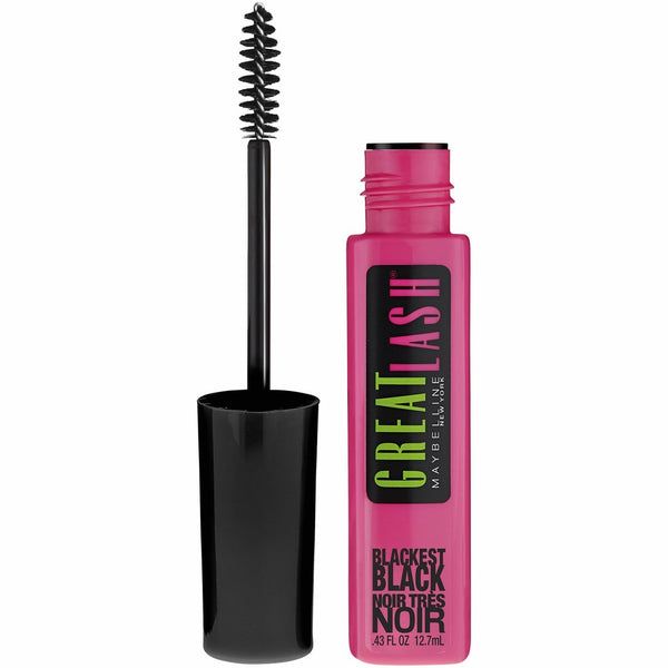 Maybelline Makeup Great Lash Washable Mascara, Blackest Black Volumizing Mascara, 0.43 fl oz