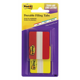 Post-it Tabs, 2 in., Solid, Red, Yellow, Durable, Writable, Repositionable, Sticks Securely, Removes Cleanly, 22 Tabs/Color, 2 Dispensers/Pack, (686-2RY)