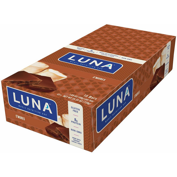 LUNA BAR - Gluten Free Bar - S'mores - (1.69 Ounce Snack Bar, 15 Count) (packaging may vary)