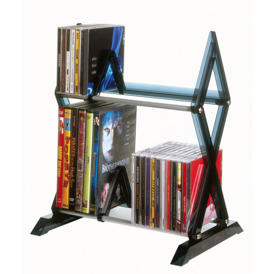 Atlantic Mitsu 64835193 52 CD/36 DVD/BluRay/Games 2-Tier Media Rack Smoke