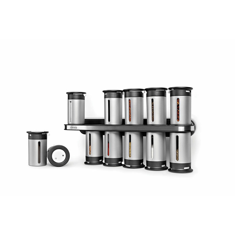 Zevro KCH-06100 Zero Gravity Magnetic Spice Rack with 12 Canisters