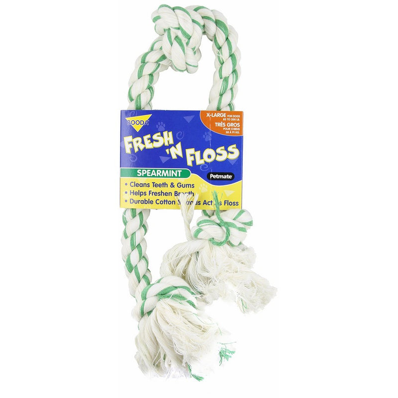Booda Fresh N Floss 3 Knot Tug Rope Dog Toy, X-Large, Spearmint