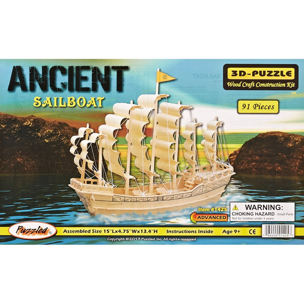 Puzzled, Inc. 3D Natural Wood Puzzle - Ancient Sailboat