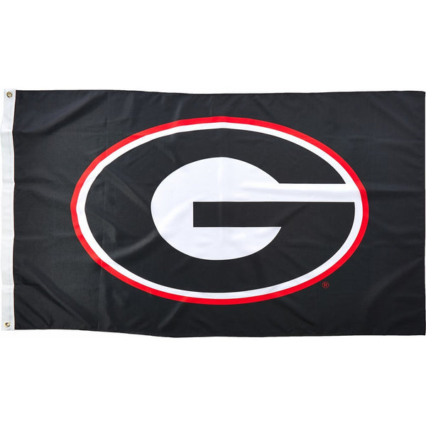 NCAA Georgia Bulldogs 3-by-5 Foot Flag G Logo with Black Background with Grommets