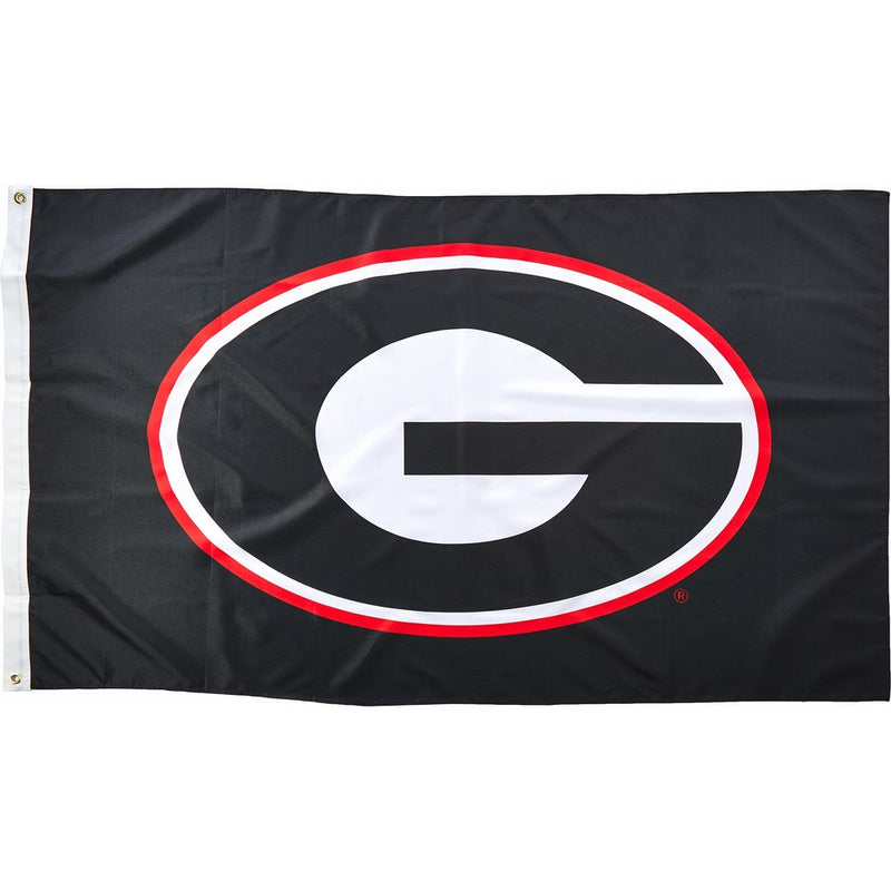 NCAA Georgia Bulldogs 3-by-5 Foot Flag G Logo with Black Background with Grommets