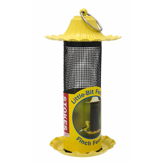 Stokes Select Little-Bit Feeders Finch Bird Feeder with Metal Roof, Yellow, .6 lb Seed Capacity