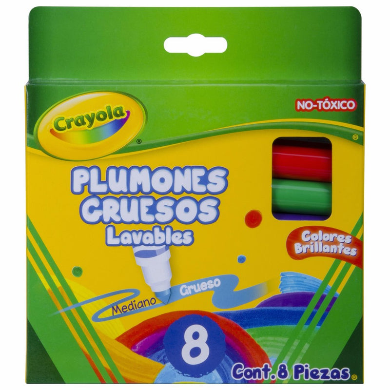 Crayola Washable Markers, Broad Point, Classic Colors, 8/Pack (58-7808)