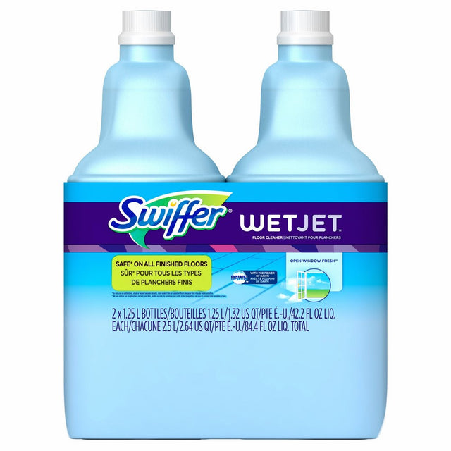 Swiffer WetJet Multi-Purpose Floor and Hardwood Cleaner Solution Refill,Wet Jet Refills in Open Window Fresh Scent, 1.25 Liter (2 Pack)