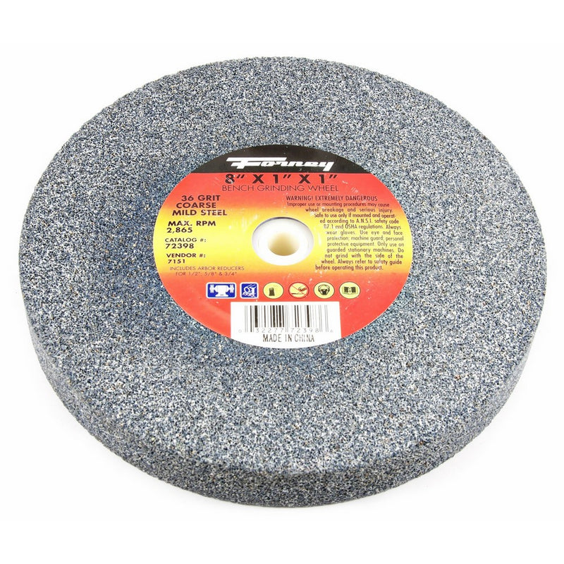 Forney 72398 Bench Grinding Wheel, Vitrified with 1-Inch Arbor, 36-Grit, 8-Inch-by-1-Inch