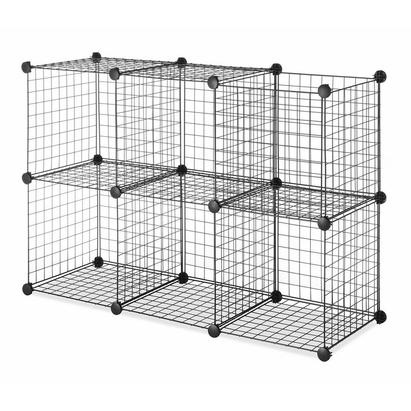 Whitmor Storage Cubes - Stackable Interlocking Wire Shelves - Black (Set of 6)