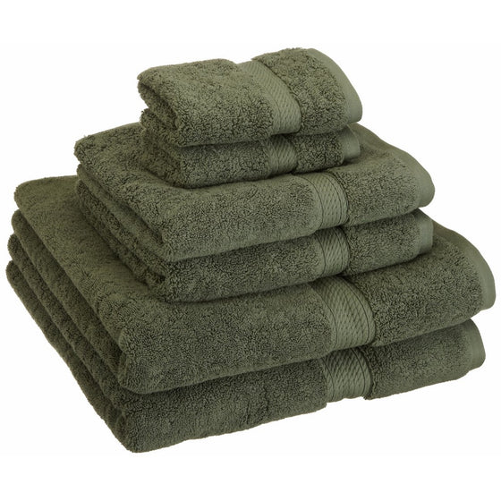 Superior 900 GSM Luxury Bathroom 6-Piece Towel Set, Made of 100% Premium Long-Staple Combed Cotton, 2 Hotel & Spa Quality Washcloths, 2 Hand Towels, and 2 Bath Towels - Forest Green