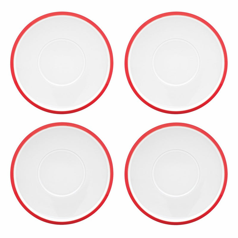 Dansk Kobenstyle 4-Piece Teacup Saucer Set, Chili Red