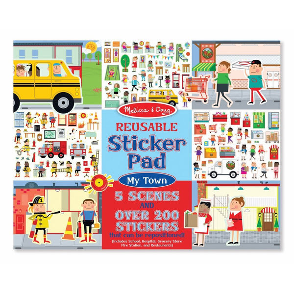 Melissa & Doug Reusable Sticker Pad: My Town - 200 Stickers and 5 Scenes