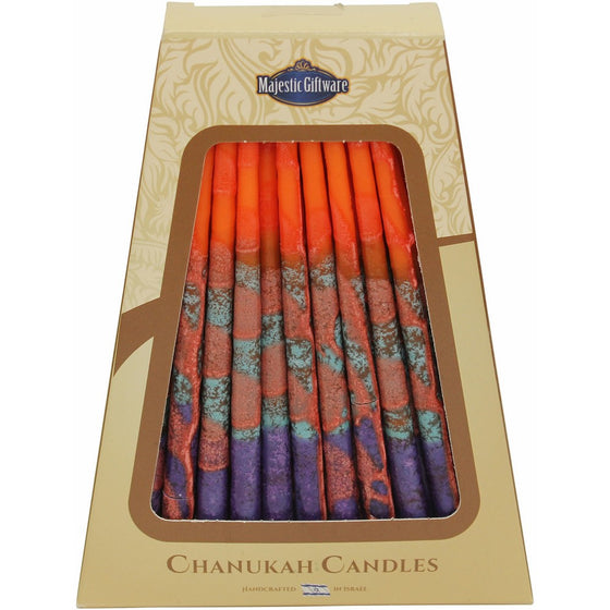 Majestic Giftware SC-CP23 Safed Handcrafted Hanukkah Candles, 6-Inch, Orange/Purple, 45-Pack