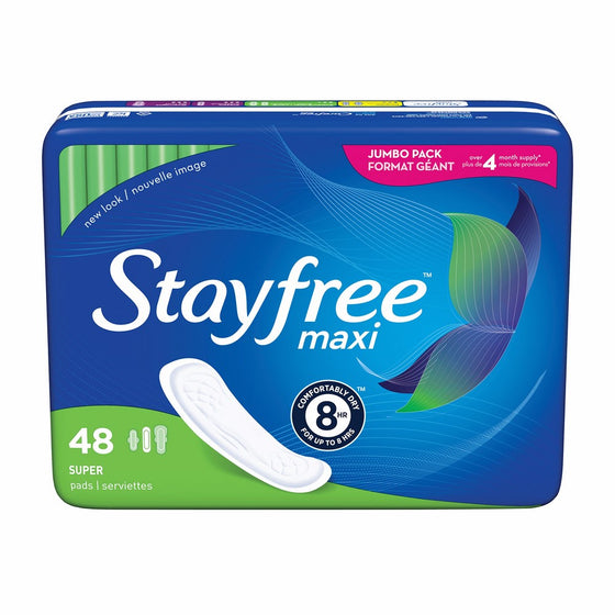 Stayfree Maxi Pads for Women, Super - 48 Count