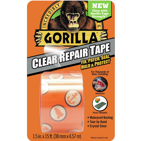 Gorilla 6015002 Tape, Crystal Clear Duct Tape, 1.88” x 5 yd, Clear, (Pack of 1)