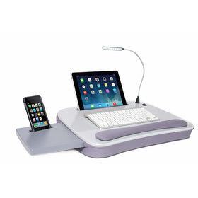 Sofia Sam Multi Tasking Memory Foam Lap Desk with USB Light (Silver) | Supports Laptops Up To 15 Inches