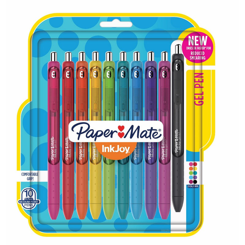 Paper Mate 1956279 InkJoy Gel Pens, Medium Point, Assorted Colors, 10-Count