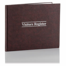 Wilson Jones S490 Visitor Register Book, Red Hardcover, 112 Ruled Pages, 8 1/2 x 11