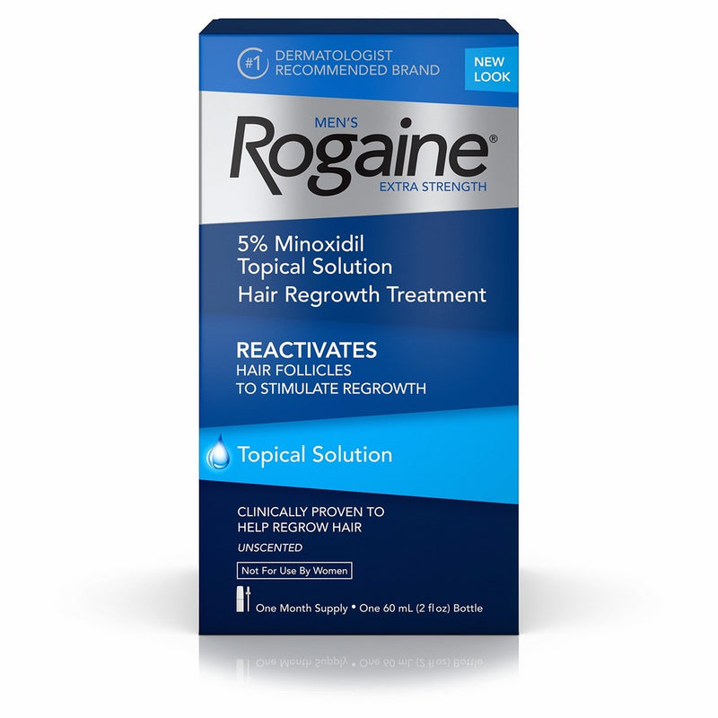 Men's Rogaine Extra Strength 5% Minoxidil Topical Solution for Hair Loss and Hair Regrowth, Topical Treatment for Thinning Hair, 1-Month Supply