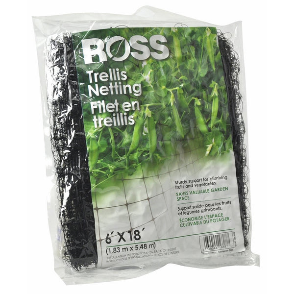 Ross Trellis Netting (Support for Climbing, Fruits, Vegetables and Flowers) Black Garden Netting, 18 feet x 6 feet