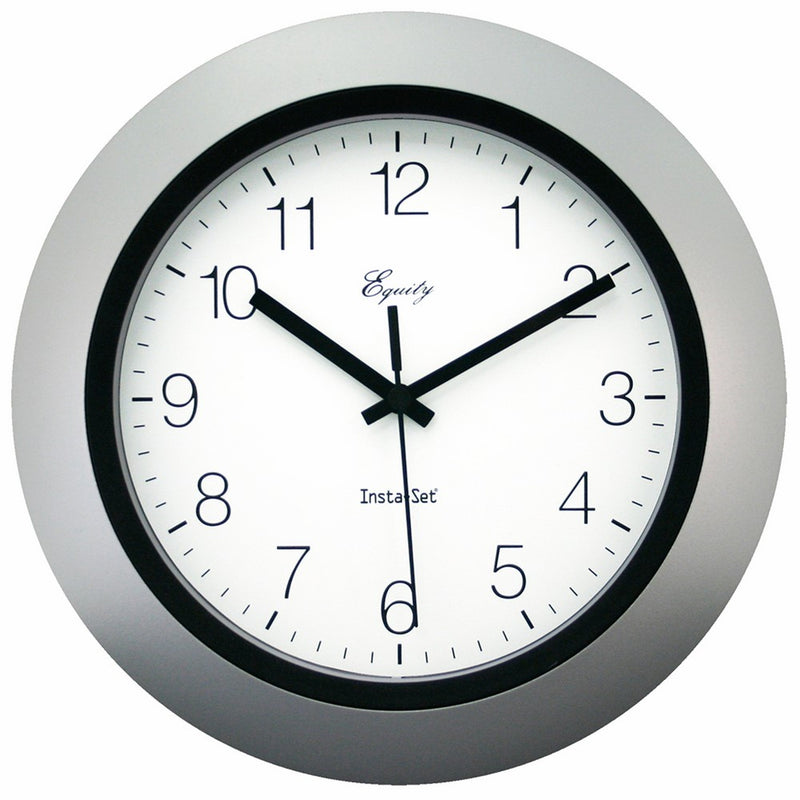 Equity by La Crosse 40222S 10 Inch Insta-Set Silver Wall Clock