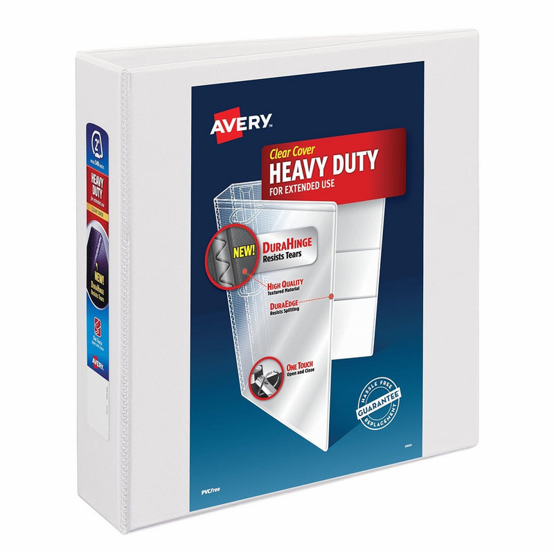 Avery Heavy-Duty View Binder, 2" One-Touch Slant Rings, 500-Sheet Capacity, DuraHinge, White (79792)