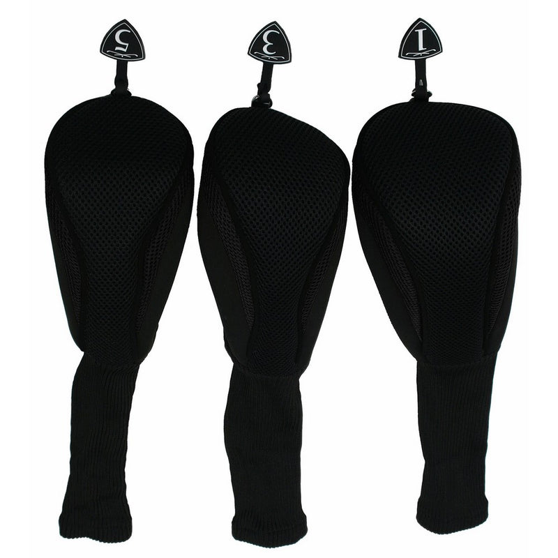 3 Pack of Neo-Fit Neoprene / Mesh Driver Golf Club 460cc Headcovers (Black/Black)
