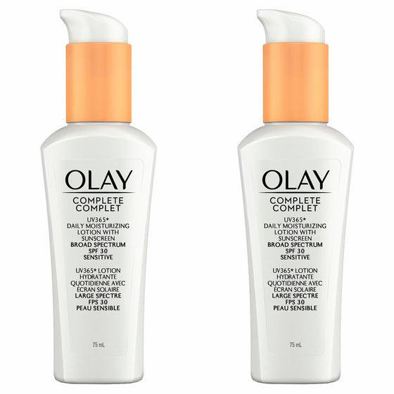 Olay Complete Daily Defense All Day Moisturizer With Sunscreen SPF30 Sensitive Skin, 2.5 fl. Oz, (Pack of 2)