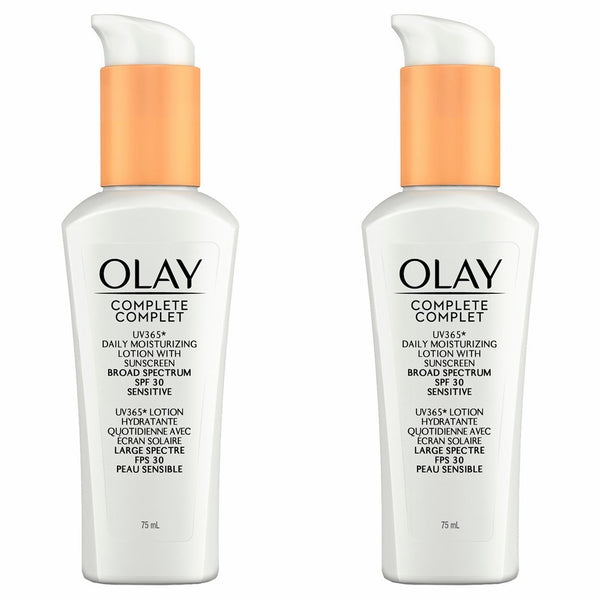 Olay Complete Daily Defense All Day Moisturizer With Sunscreen SPF30 Sensitive Skin, 2.5 fl. Oz, (Pack of 2)