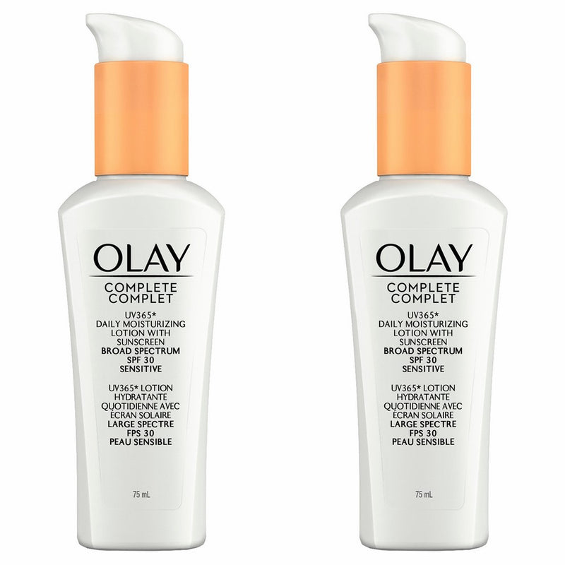 Olay Complete Daily Defense All Day Moisturizer With Sunscreen SPF30 Sensitive Skin, 2.5 fl. Oz, (Pack of 2)