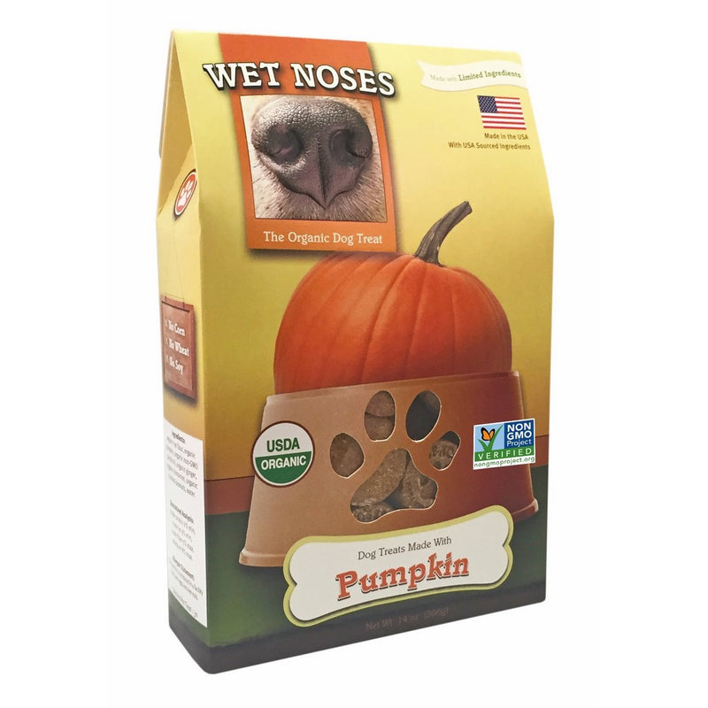 Wet Noses All Natural Dog Treats, Made in USA, 100% USDA Certified Organic, Non-GMO Project Verified, Pumpkin, 14 oz Box