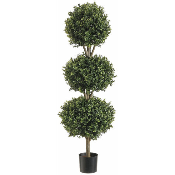 Silk Decor 4-Feet Tri Ball Boxwood Topiary Plant, Green/Two-tone