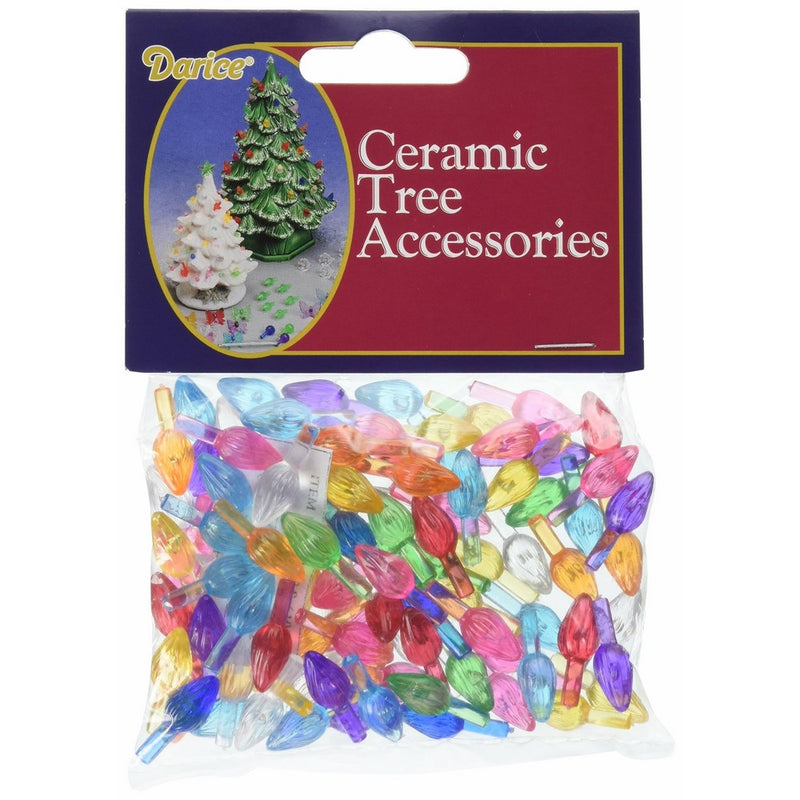 Darice P0662 Ceramic Christmas Tree Bulb .5" 100/Pkg-Small Flame-Multi