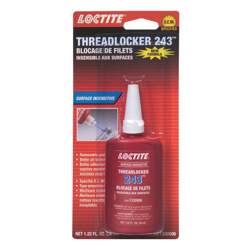 Loctite 1330906 243 Medium Strength Surface Insensitive Threadlocker, 36-milliliter Tube