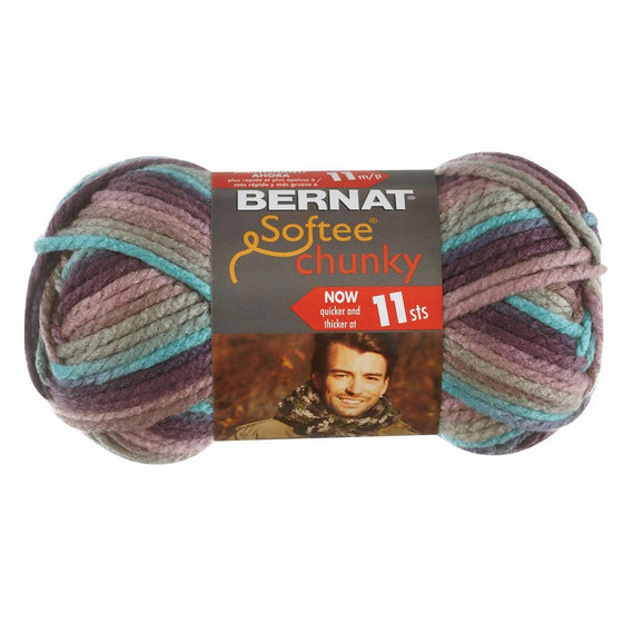 Bernat Softee Chunky Ombre Yarn - (5) Bulky Chunky Gauge 100% Acrylic - 2.8 oz - Shadow - Machine Wash & Dry