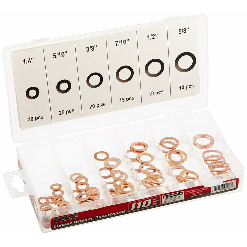 110 Piece Copper Washer Assortment