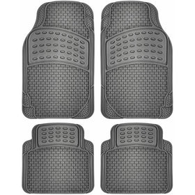 OxGord Universal Fit Front/Rear 4-Piece Full Set Ridged Heavy Duty Rubber Floor Mat - (Gray)