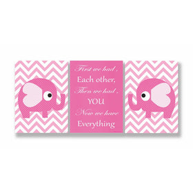 The Kids Room by Stupell Pink Elephants On Chevron Now We Have You 3-Pc. Rectangle Wall Plaque Set, 11 x 0.5 x 15, Proudly Made in USA