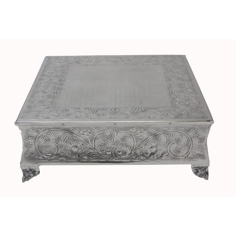 GiftBay Creations 751-18S-AMA Wedding Square Cake Stand, 18-Inch, Silver