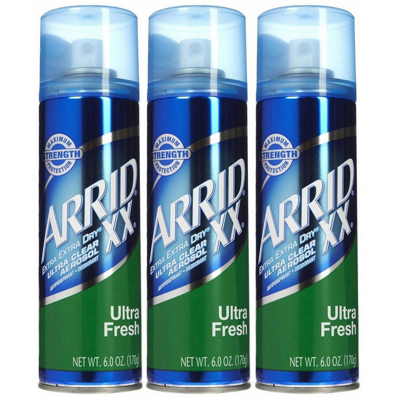 Arrid XX Ultra Clear Aerosol Spray Antiperspirant & Deodorant, Ultra Fresh - 6 oz - 3 pk