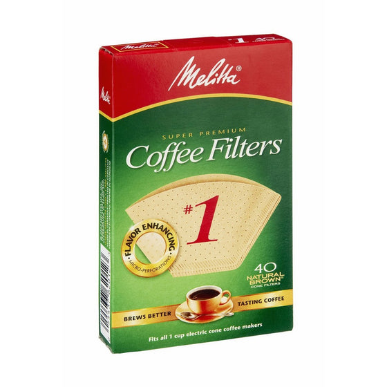 Melitta #1 Natural Cone Coffee Filters (40 CT x 6)