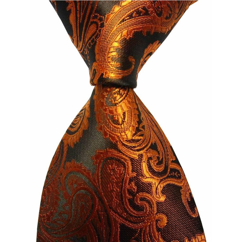 New Brown Paisley Jacquard Woven Men's Tie Necktie