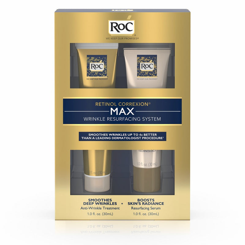 RoC Retinol Correxion Max Wrinkle Resurfacing Anti-Aging Skin Care System, Deep Wrinkle Treatment with Retinol, 2 items