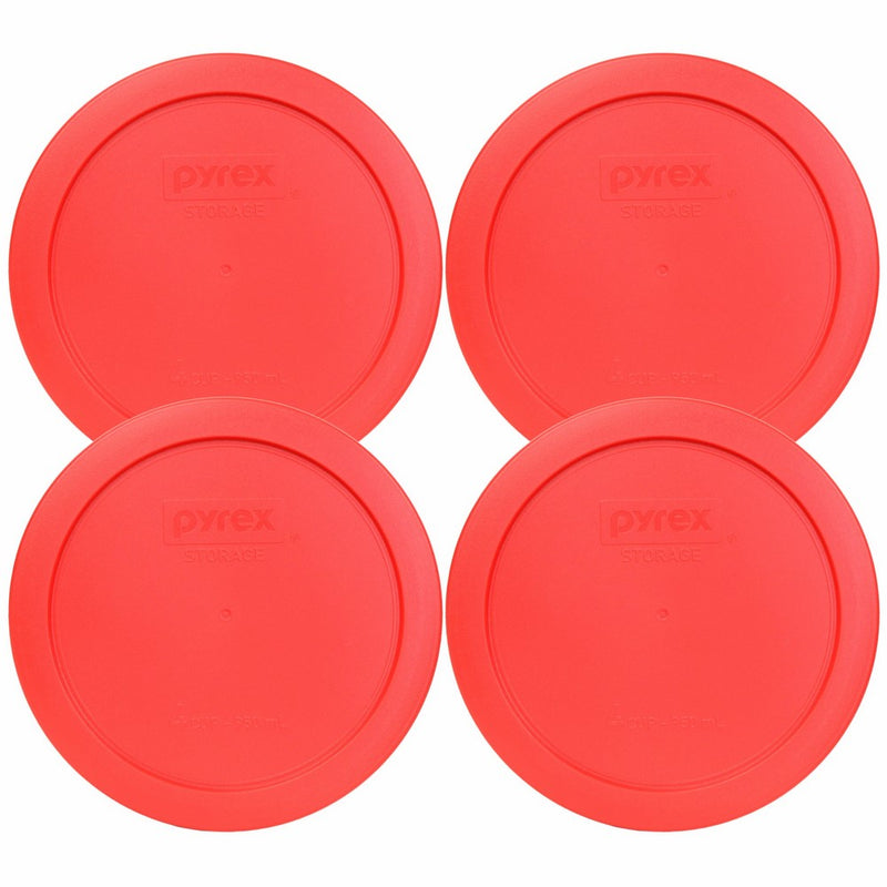 Pyrex 7201-PC Round Red 6.5" 4 Cup Lid for Glass Bowl 4 Pack