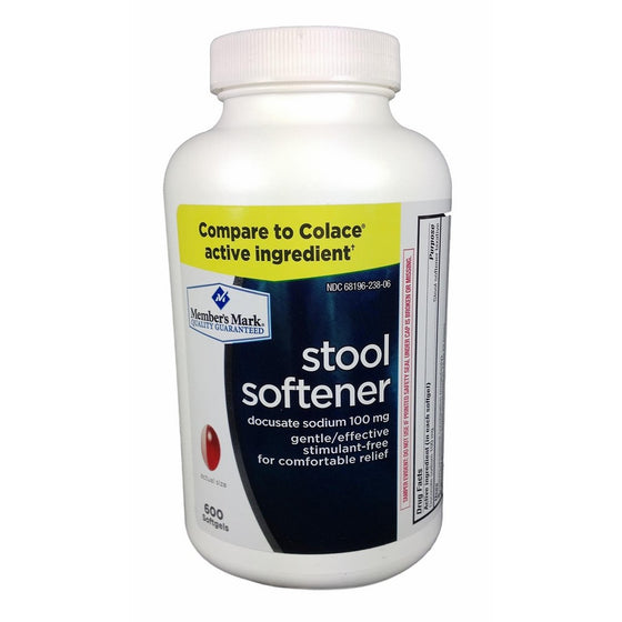 Member's Mark Stool Softener Docusate Sodium 100mg (1 bottle (600 softgels))