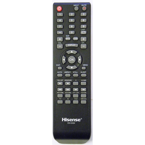 Original Hisense EN-KA92 LCD TV Remote Control Supplied with Models 32D37, 32H3B1, 32H3B2, 32H3C, 32H3E, 40H3B, 40H3C, 40H3E