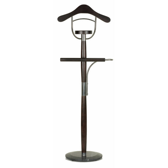 Cortesi Home Winfield Suit Valet Stand, Dark Walnut Wood Finish/Dark Marble Base